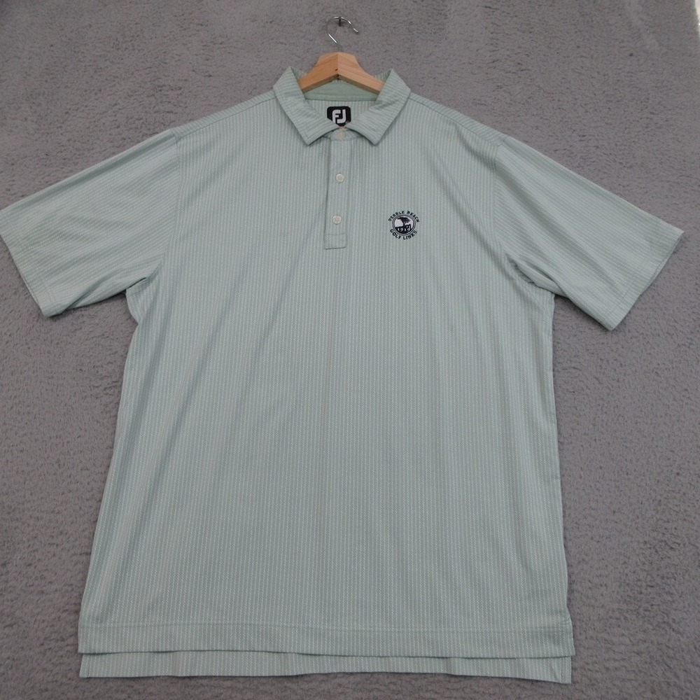 FootJoy Shirt Mens XL Green Stripe Pebble Beach Golf Polo Performance Golfer